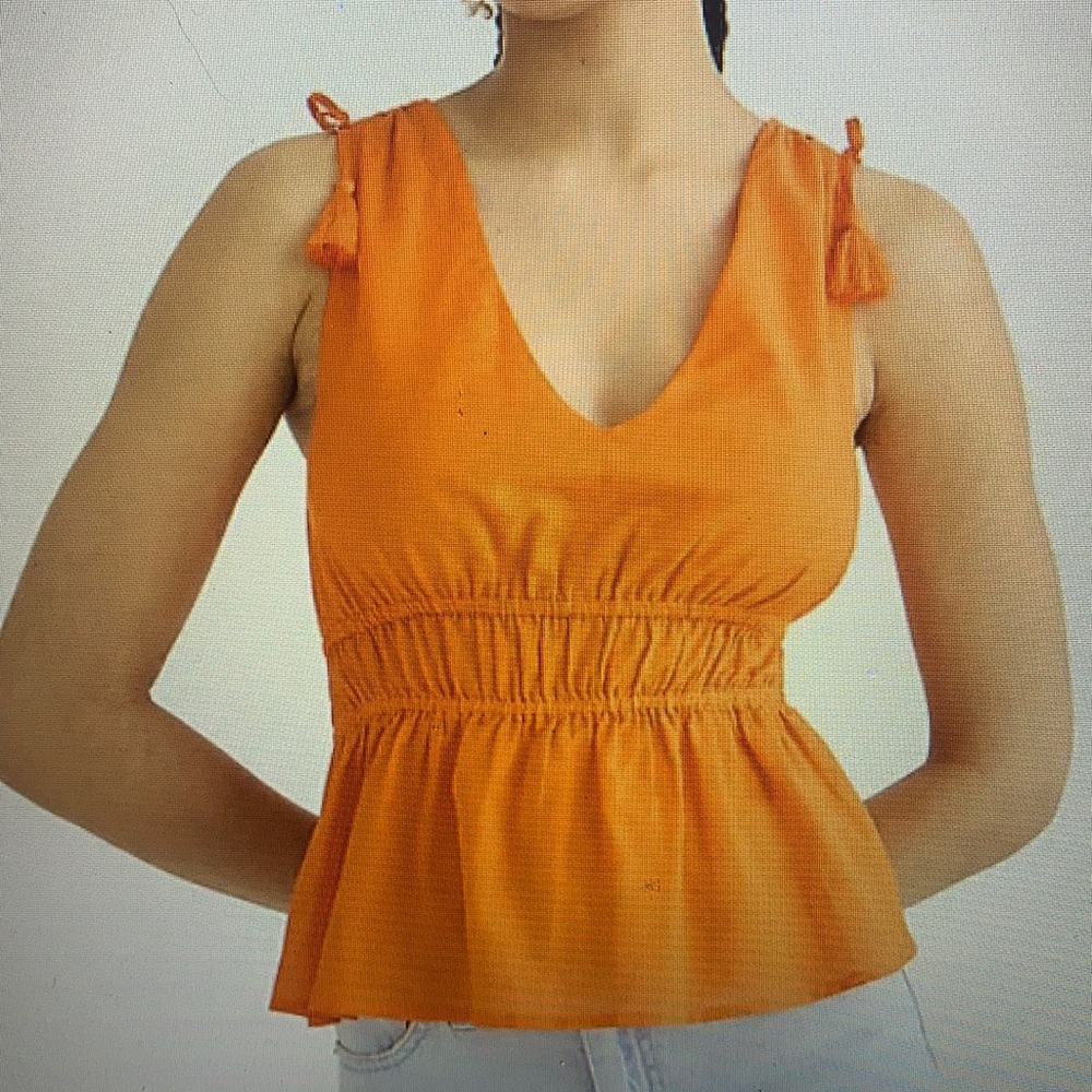 NWT J Crew Orange V Neck Cotton Top